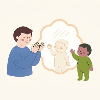 Взрослый хлопает в ладоши, ребёнок повторяет движение наполовину